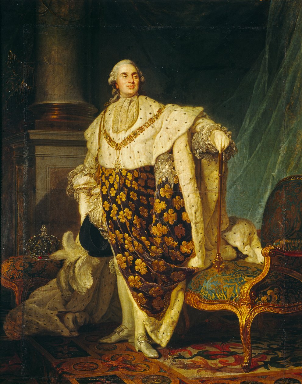 Luís XVI (1754-93) Rei da França em vestes de coroação, 1777